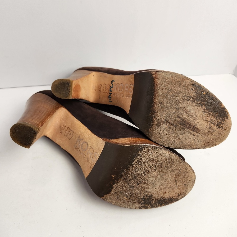 Michael Kors Women's Open Toe Brown Suede High Heel Pumps Size 7.5M - Picture 8 of 8